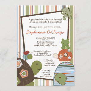 5x7 Laguna Turtle Frog Bee Baby shower Invitation