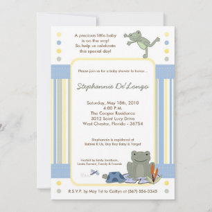 5x7 Leap Frog Turtle Bee Baby shower Invitation