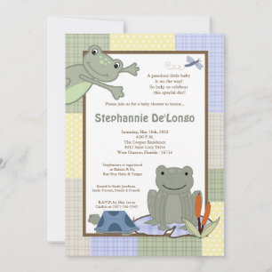 5x7 Leap Frog Turtle Bee Baby shower Invitation