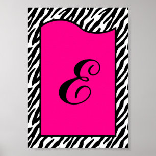 5x7 LETTRE Mur Art rose chaud Poster de animal Zèb
