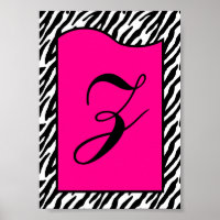 5x7 LETTRE Mur Art rose chaud Poster de animal Zèb