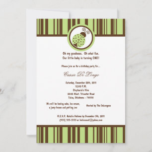 5x7 Light Green Lady Bug Anniversaire Invitation d