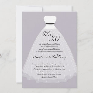 5x7 Lilac Dress Quinceanera Invitation Anniversair