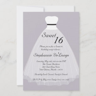 5x7 Lilac robe sucré 16 Anniversaire Invitation