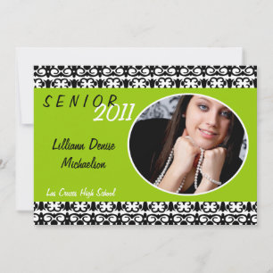 5x7 Lime Green Damas Photo Senior Faire-part