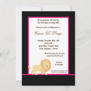 5x7 Lion noir Invitation de fête d'anniversaire