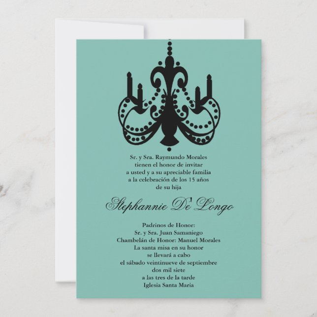 5x7 Lustre bleu Quinceanera Invitation (Devant)