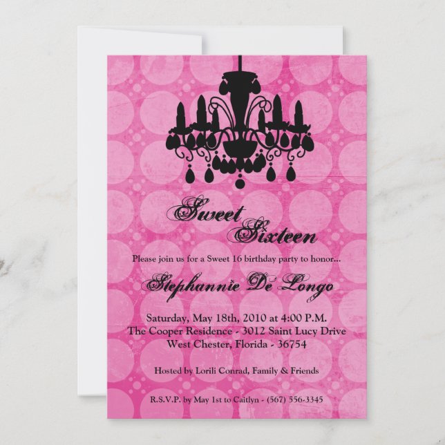 5x7 Lustre Glitz Sweet 16 Invitation Anniversaire (Devant)