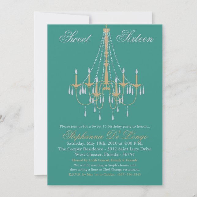 5x7 Lustre Glitz Sweet 16 Invitation Anniversaire (Devant)