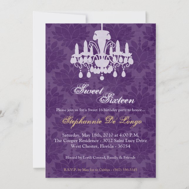 5x7 Lustre Glitz Sweet 16 Invitation Anniversaire (Devant)