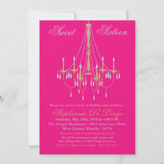 5x7 Lustre Glitz Sweet 16 Invitation Anniversaire (Devant)