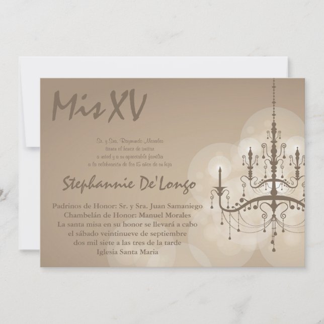 5x7 Lustre Quinceanera Invitation Anniversaire (Devant)