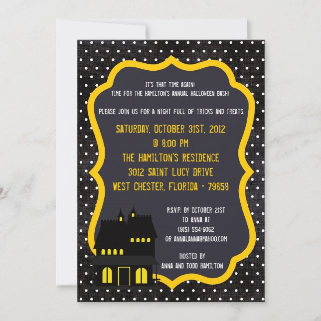 5x7 Maison hantée Halloween Invitation de fête d'H (Devant)