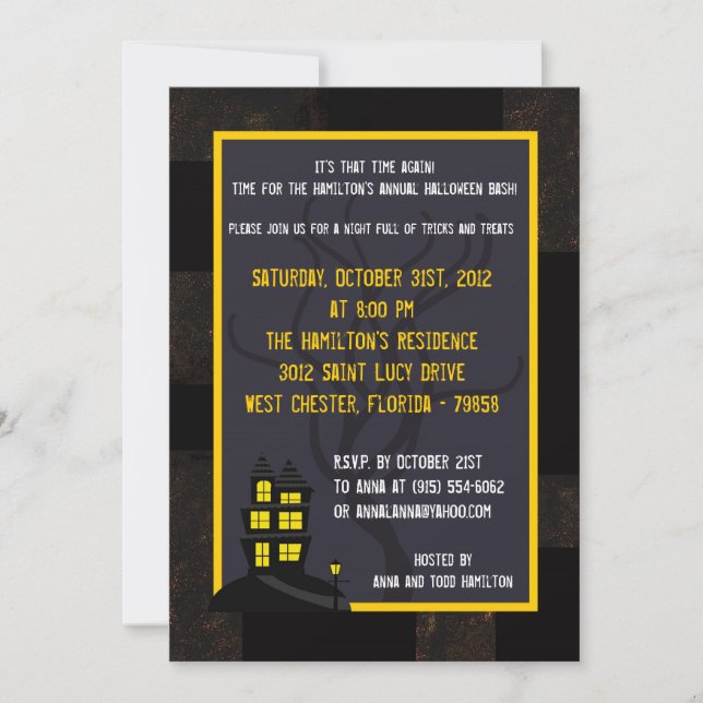 5x7 Maison hantée Halloween Invitation de fête d'H (Devant)