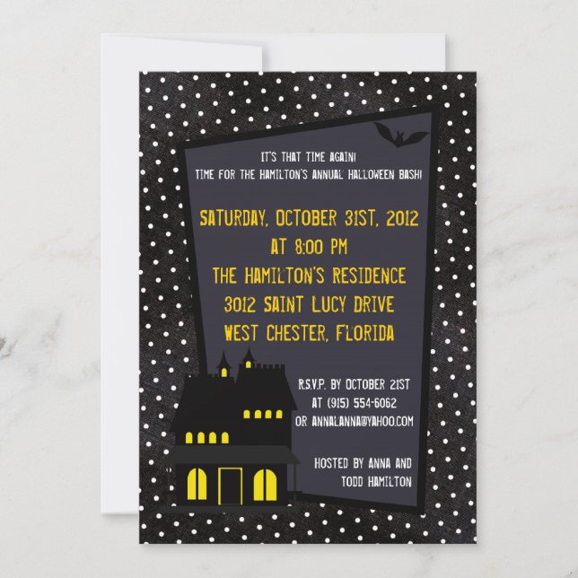 5x7 Maison hantée Halloween Invitation de fête d'H (Devant)
