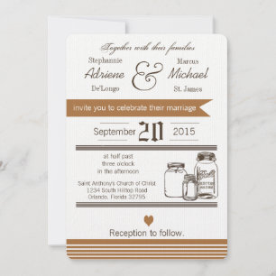 5x7 Mason Jar Pays Faire-part de mariage rustique