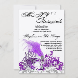 5x7 Masquerade Quinceanera Invitation Anniversaire