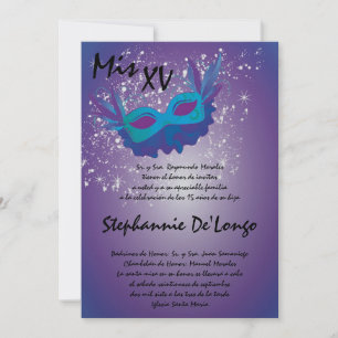 5x7 Masquerade Quinceanera Invitation Anniversaire