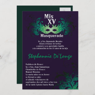 5x7 Masquerade Quinceanera Invitation Anniversaire