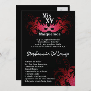 5x7 Masquerade Quinceanera Invitation Anniversaire