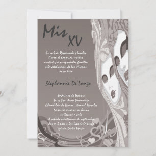 5x7 Masquerade Quinceanera Invitation Anniversaire