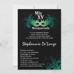 5x7 Masquerade Quinceanera Invitation Anniversaire