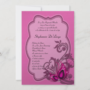 5x7 Masquerade Quinceanera Invitation Anniversaire