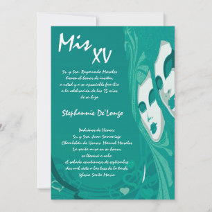 5x7 Masquerade Quinceanera Invitation Anniversaire