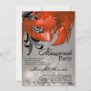 5x7 Masquerade Quinceanera Invitation Anniversaire