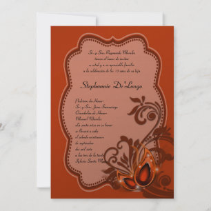 5x7 Masquerade Quinceanera Invitation Anniversaire