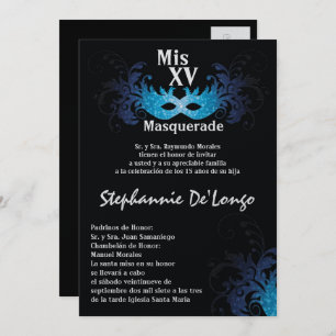 5x7 Masquerade Quinceanera Invitation Anniversaire