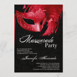 5x7 Masquerade Quinceanera Invitation Anniversaire