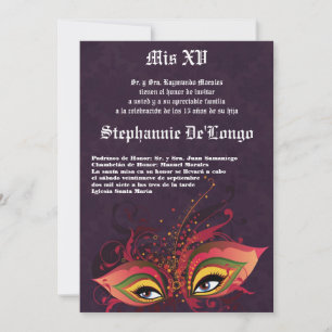 5x7 Masquerade Quinceanera Invitation Anniversaire