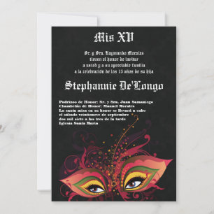 5x7 Masquerade Quinceanera Invitation Anniversaire