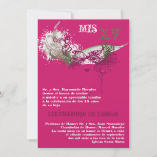 5x7 Masquerade Quinceanera Invitation Anniversaire