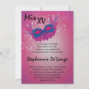 5x7 Masquerade Quinceanera Invitation Anniversaire