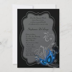 5x7 Masquerade Quinceanera Invitation Anniversaire