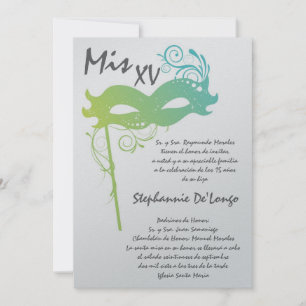 5x7 Masquerade Quinceanera Invitation Anniversaire