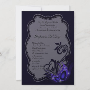 5x7 Masquerade Quinceanera Invitation Anniversaire