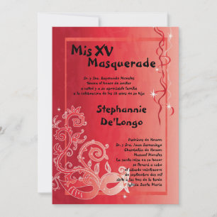 5x7 Masquerade Quinceanera Invitation Anniversaire