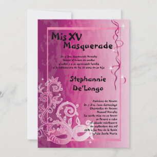5x7 Masquerade Quinceanera Invitation Anniversaire