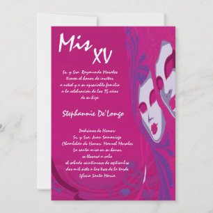 5x7 Masquerade Quinceanera Invitation Anniversaire