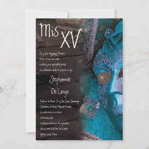 5x7 Masquerade Quinceanera Invitation Anniversaire