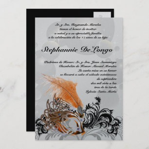 5x7 Masquerade Quinceanera Invitation Anniversaire