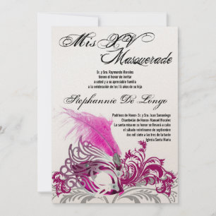 5x7 Masquerade Quinceanera Invitation Anniversaire