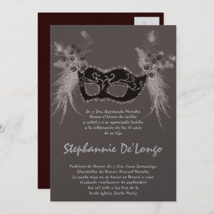 5x7 Masquerade Quinceanera Invitation Anniversaire