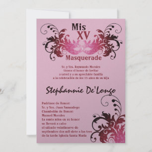 5x7 Masquerade Quinceanera Invitation Anniversaire