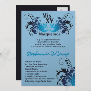 5x7 Masquerade Quinceanera Invitation Anniversaire