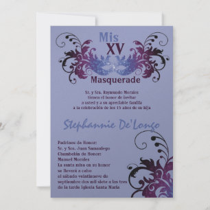 5x7 Masquerade Quinceanera Invitation Anniversaire