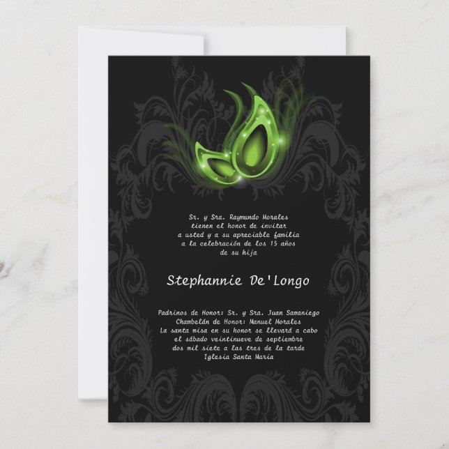5x7 Masquerade Quinceanera Invitation Anniversaire (Devant)